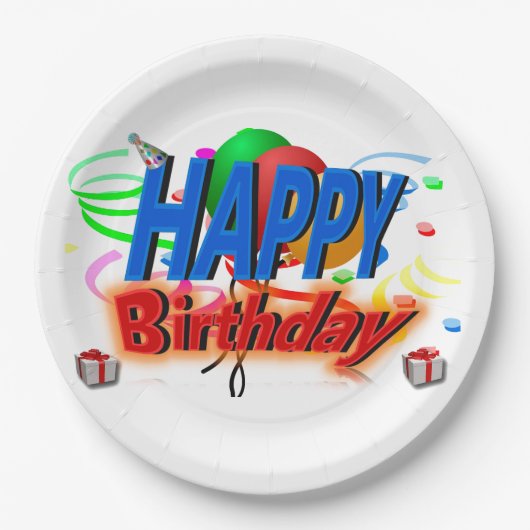 Happy Birthday Papieren Bordje (Voorkant)