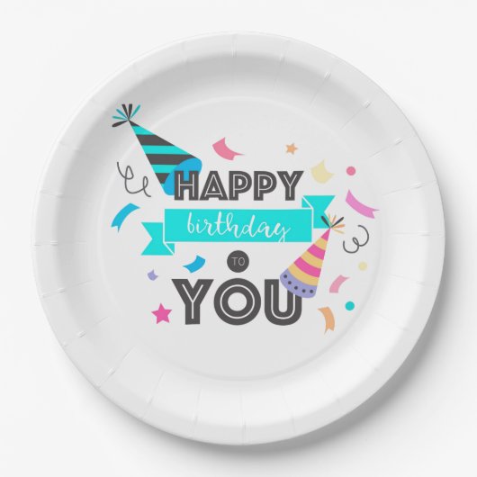 Happy Birthday Papieren Bordje (Voorkant)