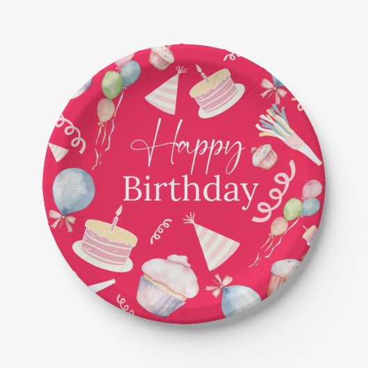 Happy Birthday Papieren Bordje (Voorkant)