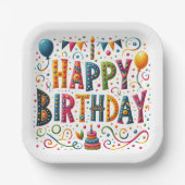 Happy Birthday Papieren Bordje (Voorkant)