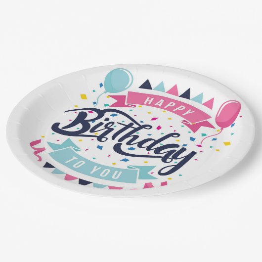 Happy Birthday Papieren Bordje (Gekanteld)