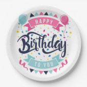 Happy Birthday Papieren Bordje (Voorkant)