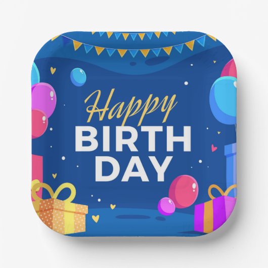 Happy Birthday Papieren Bordje (Voorkant)