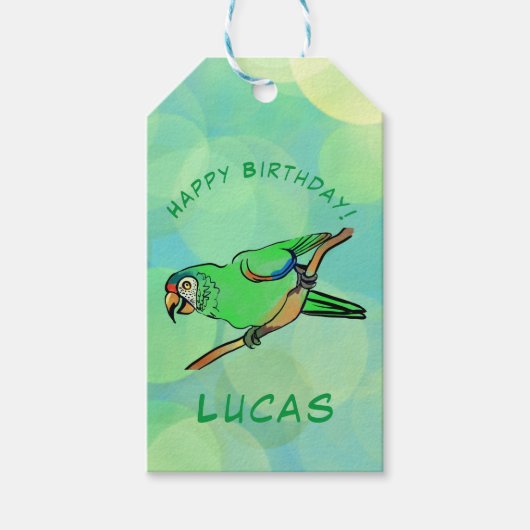 Happy Birthday parrot Cadeaulabel (Voorkant)