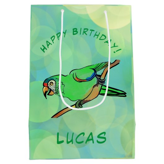 Happy Birthday parrot Medium Cadeauzakje (Achterkant)