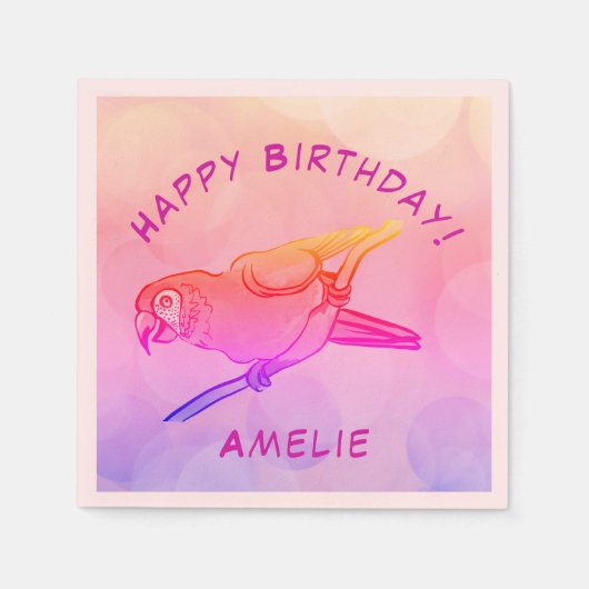 Happy Birthday parrot Napkins Servet (Voorkant)