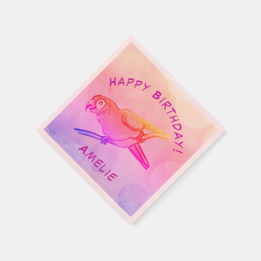 Happy Birthday parrot Napkins Servet (Hoek)