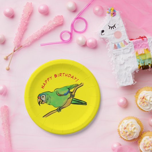 Happy Birthday parrot Papieren Bordje (Feest)