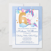 Happy Birthday Party | 6e verjaardag Unicorn Kaart (Voorkant)