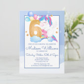 Happy Birthday Party | 6e verjaardag Unicorn Kaart (Staand voorkant)