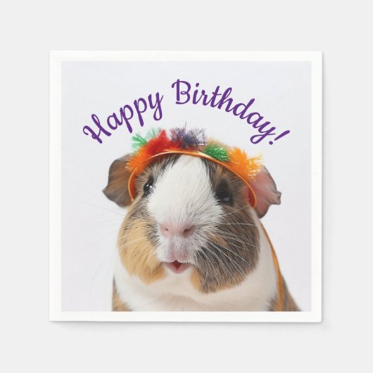 Happy Birthday - Party Animal Guinea Pig #2 Servet (Voorkant)