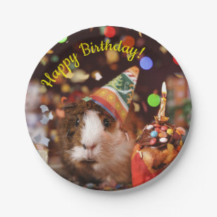 Happy Birthday - Party Animal Guinee Pig Papieren Bordje