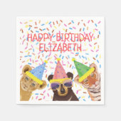 Happy Birthday Party Animals - Gepersonaliseerd Servet (Voorkant)