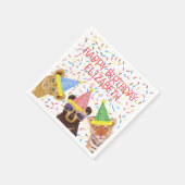 Happy Birthday Party Animals - Gepersonaliseerd Servet (Hoek)