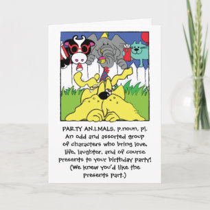 Happy Birthday Party Animals Wenskaart Bedankkaart