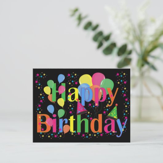 Happy Birthday Party-ballonnen Briefkaart (Staand voorkant)