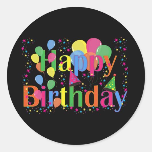 Happy Birthday Party-ballonnen Ronde Sticker (Voorkant)
