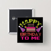 Happy Birthday Party-ballonnen Vierkante Button 5,1 Cm (Voorkant /achterkant)