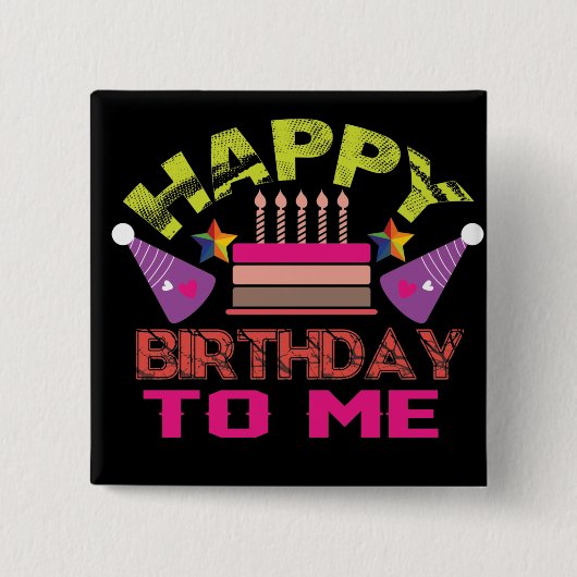 Happy Birthday Party-ballonnen Vierkante Button 5,1 Cm (Voorkant)