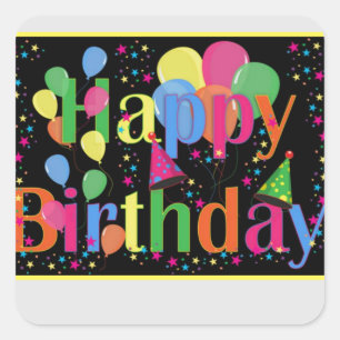 Happy Birthday Party-ballonnen Vierkante Sticker