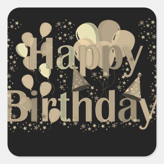 Happy Birthday Party-ballonnen Vierkante Sticker (Voorkant)