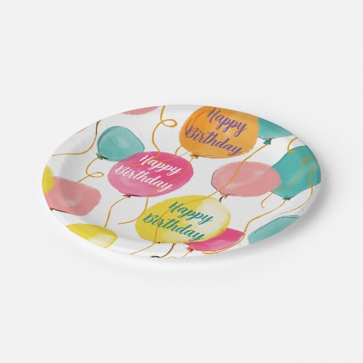 Happy Birthday Party Balloons Bord (Gekanteld)