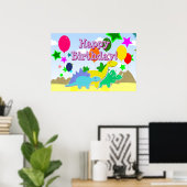 Happy Birthday Party Balloons Dinosaurs Poster (Thuiskantoor)