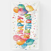 Happy Birthday Party Balloons Spandoek (Verticaal)