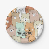 Happy Birthday Party Beren Papieren Bordje (Voorkant)