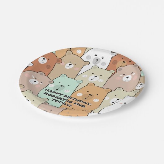 Happy Birthday Party Beren Papieren Bordje (Gekanteld)