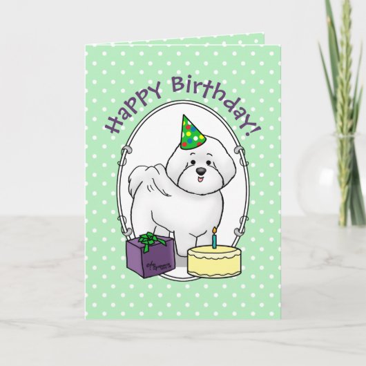 Happy Birthday Party Bichon Frise Dog - Cute Kaart (Voorkant)
