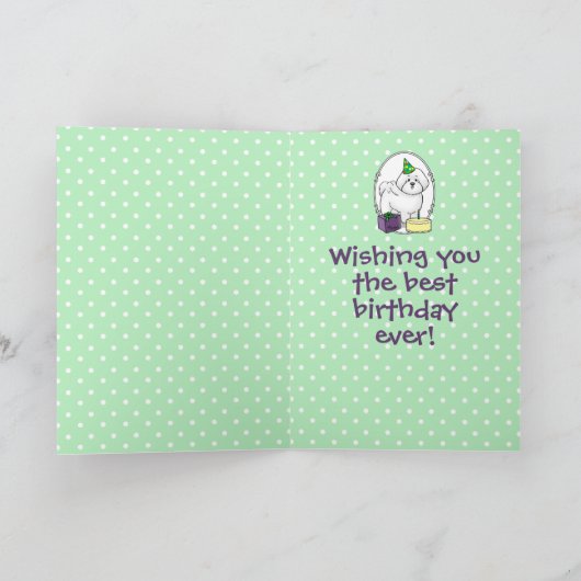 Happy Birthday Party Bichon Frise Dog - Cute Kaart (Binnen)