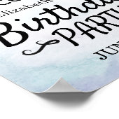 Happy Birthday Party Blauwgroen Gold Agate Geode W Poster (Hoek)