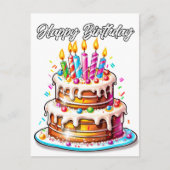 Happy Birthday Party Cake Briefkaart (Voorkant)