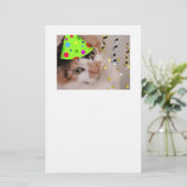 Happy Birthday Party Calico Cat Briefpapier (Staand voorkant)