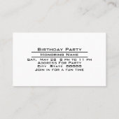 Happy Birthday Party Celebration Invitation Visitekaartje (Achterkant)