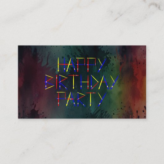 Happy Birthday Party Celebration Invitation Visitekaartje (Voorkant)