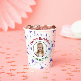Happy Birthday Party Child Photo Stars personalise Papieren Bekers