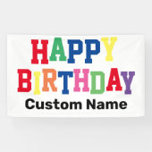 Happy Birthday Party Colorful Personful Name Spandoek (Horizontaal)