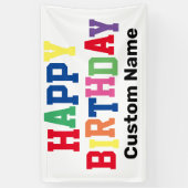 Happy Birthday Party Colorful Personful Name Spandoek (Verticaal)