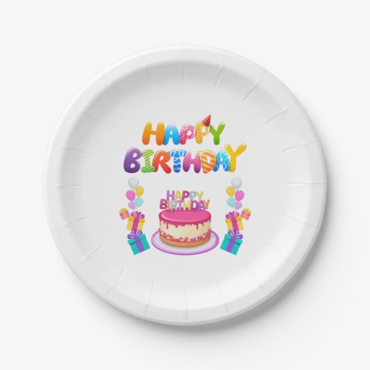 Happy Birthday Party Confetti papieren Borden Papieren Bordje (Voorkant)