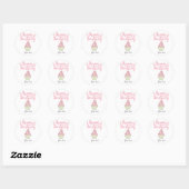 Happy Birthday Party Custom roze cupcake Ronde Sticker (Vel)