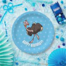 Happy Birthday Party dansende Cartoon Ostrich