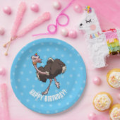 Happy Birthday Party dansende Cartoon Ostrich Papieren Bordje (Feest)
