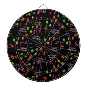 Happy Birthday Party Decor Balloons Pet Cake Text Dartbord