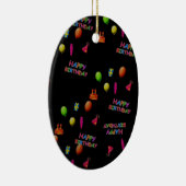 Happy Birthday Party Decor Balloons Pet Cake Text Keramisch Ornament (Rechts)