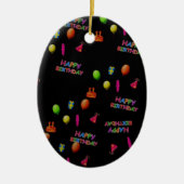 Happy Birthday Party Decor Balloons Pet Cake Text Keramisch Ornament (Voorkant)