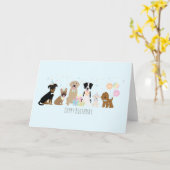 Happy Birthday Party Dogs Blue Kaart (Gele Bloem)