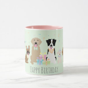 Happy Birthday Party Dogs Green Mok