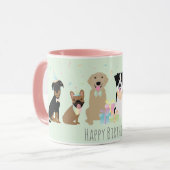 Happy Birthday Party Dogs Green Mok (Voorkant links)